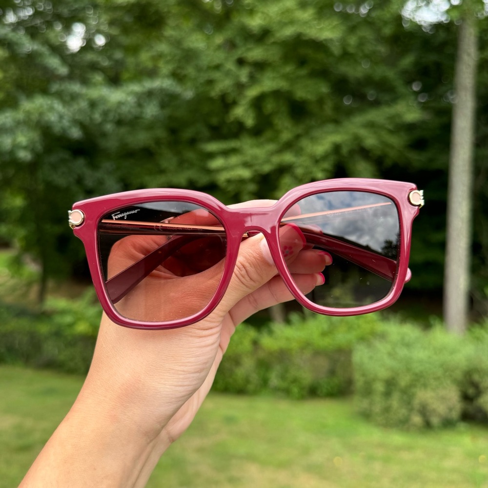 Salvatore Ferragamo Deep Burgundy Sunglasses.